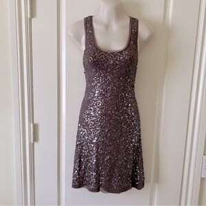 MAX STUDIO Lavender/Taupe All Over Sequined Racerback Dress Size M